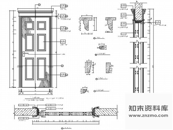 图块/节点樱桃木面饰单扇门详图 通用节点