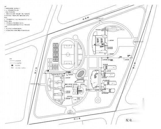 [内蒙古]学校电力工程外线总图电气总平面图（甲级院）