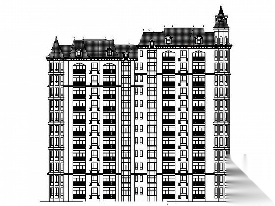 [鄂尔多斯]某十二层简欧式住宅楼建筑施工图