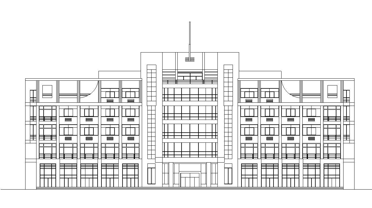 [浙江]五层外墙涂料对称式办公楼建筑施工图