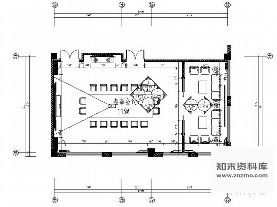 施工图120㎡董事长会议室装修图