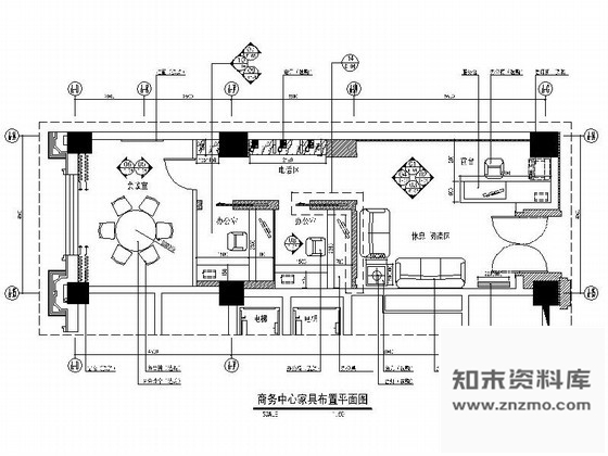 施工图天津豪华酒店内商务中心装修图