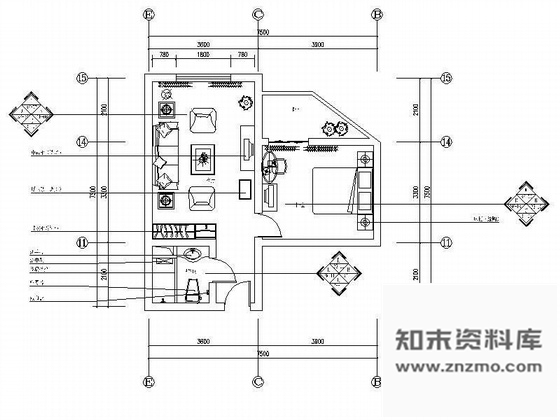 施工图青岛某宾馆客房室内装修图