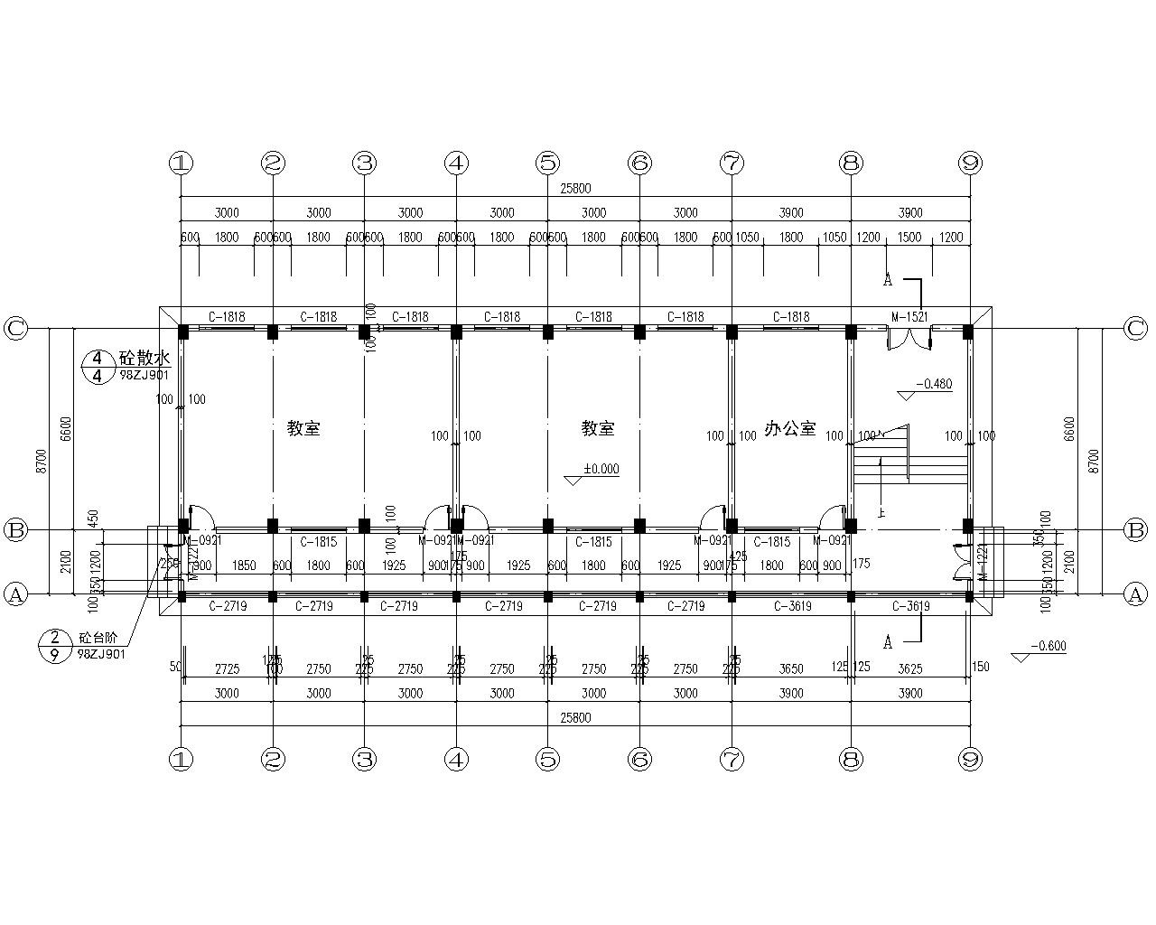 3层小学 教学楼建筑结构 施工图