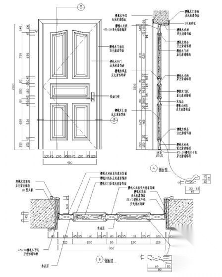 单扇木门 详图 通用节点