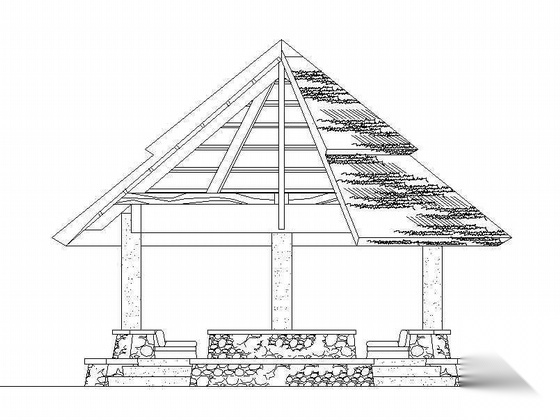 公园小品大草亭建筑施工图