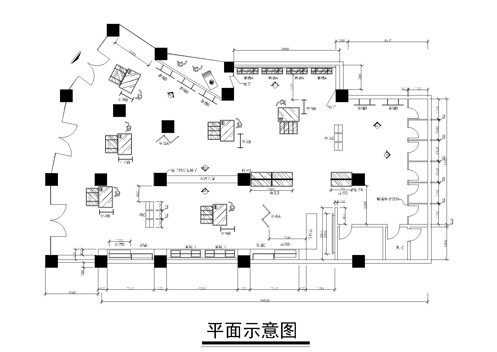 130平方服装店设计施工图