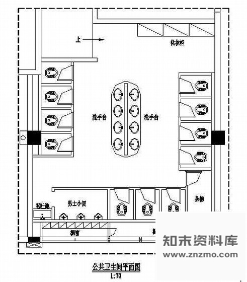 施工图酒吧时尚公共卫生间装修图