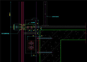 竖明横隐幕墙连接件纵剖节点图CAD图纸 节点