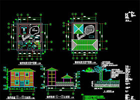 休闲木屋及木结构亭廊CAD景观图纸
