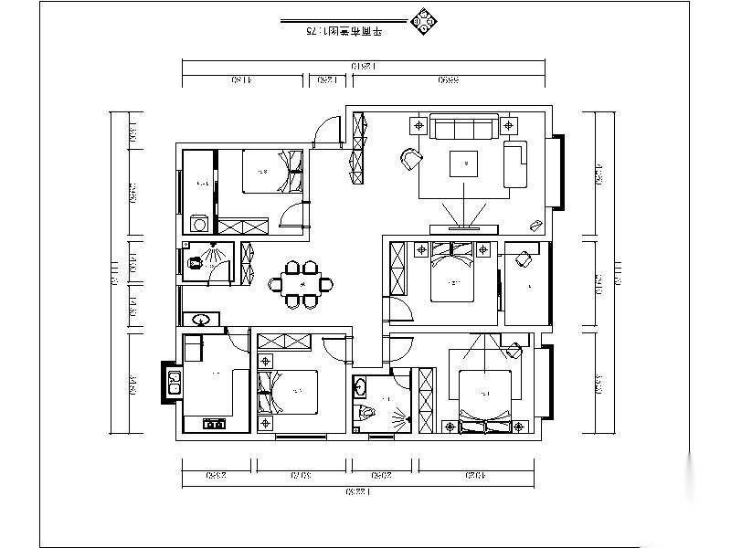 简约四居室设计施工图（含效果图）