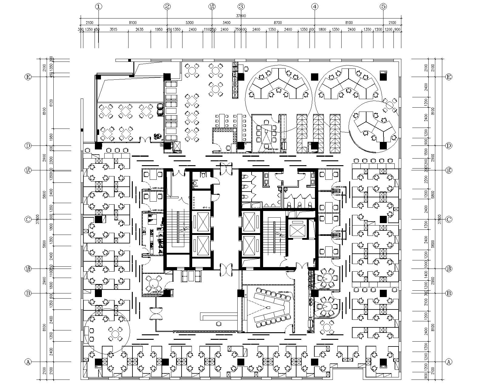 [四川]戴尔成都市办公室装修设计施工图+效果图