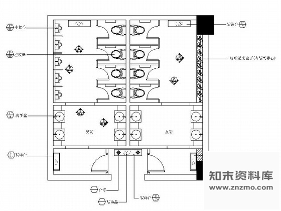 施工图四川豪华酒店公共卫生间室内装修施工图