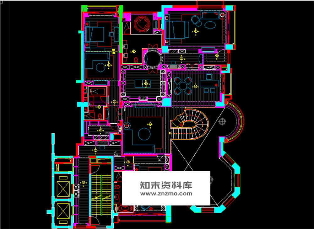 超详细的一套欧式新古典别墅全套CAD施工图