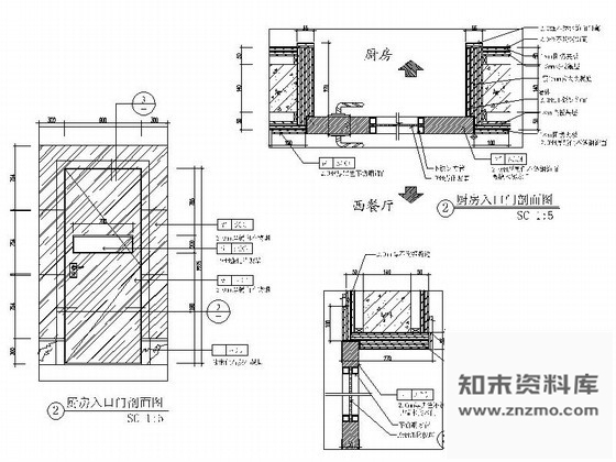 图块/节点西餐厅厨房入口门详图 通用节点