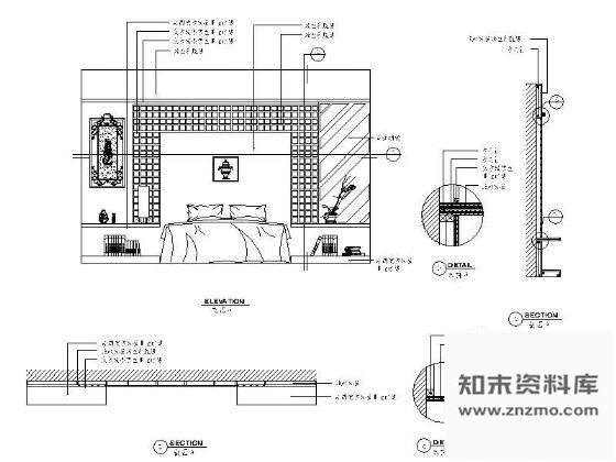 图块/节点卧室床背景详图Ⅵ