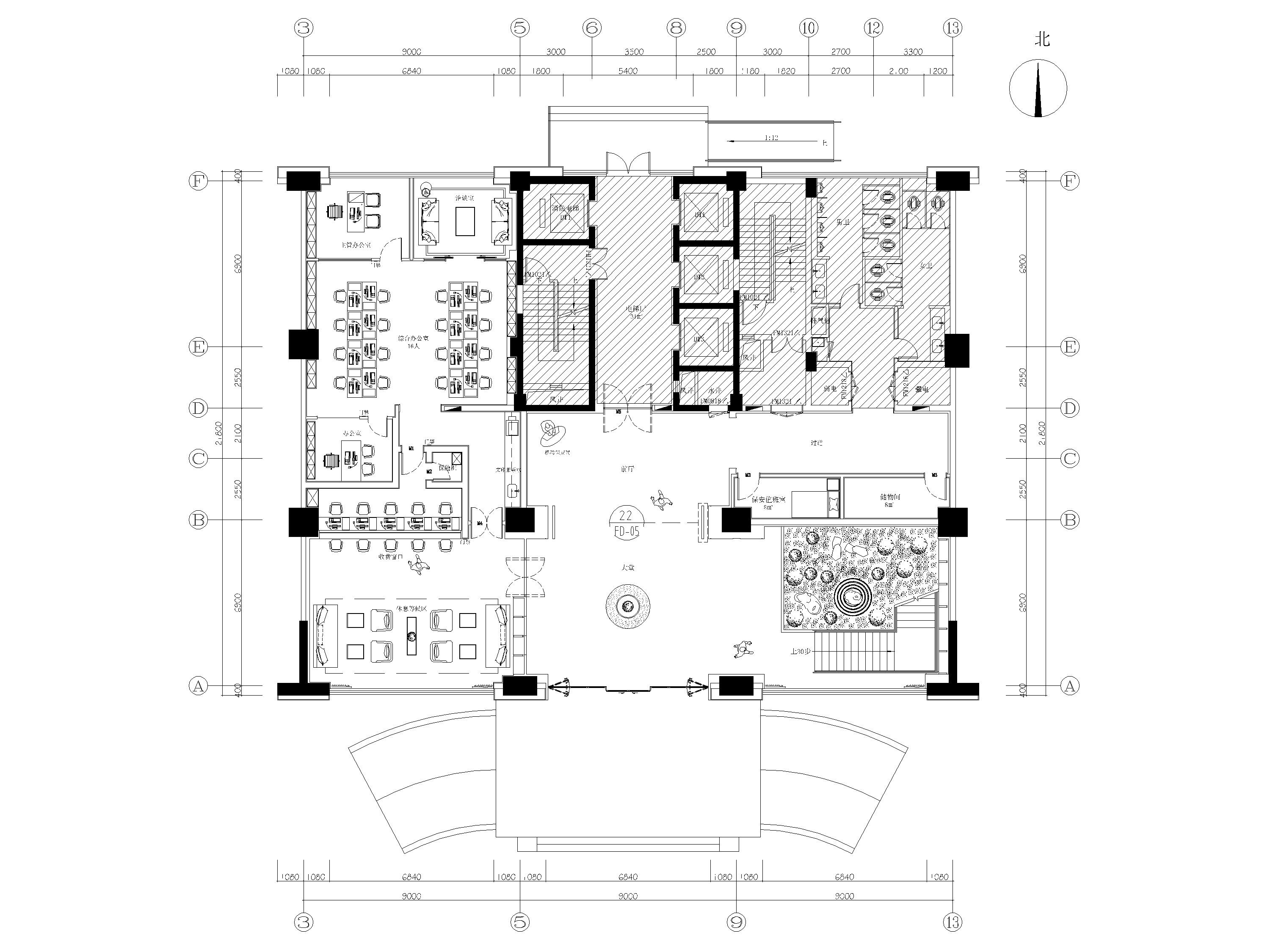 [江苏]​1500㎡禅意中式办公楼设计施工图