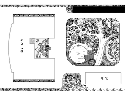 办公楼庭院景观设计CAD平面图