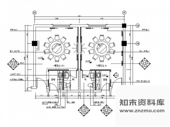 施工图中餐厅A型包房室内装修图