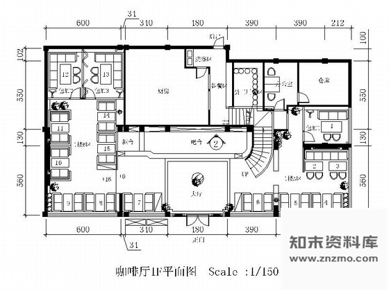 图块/节点某时尚现代咖啡厅平面图