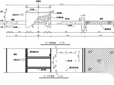 某水系绿化拦水坝设计施工图 休闲景观