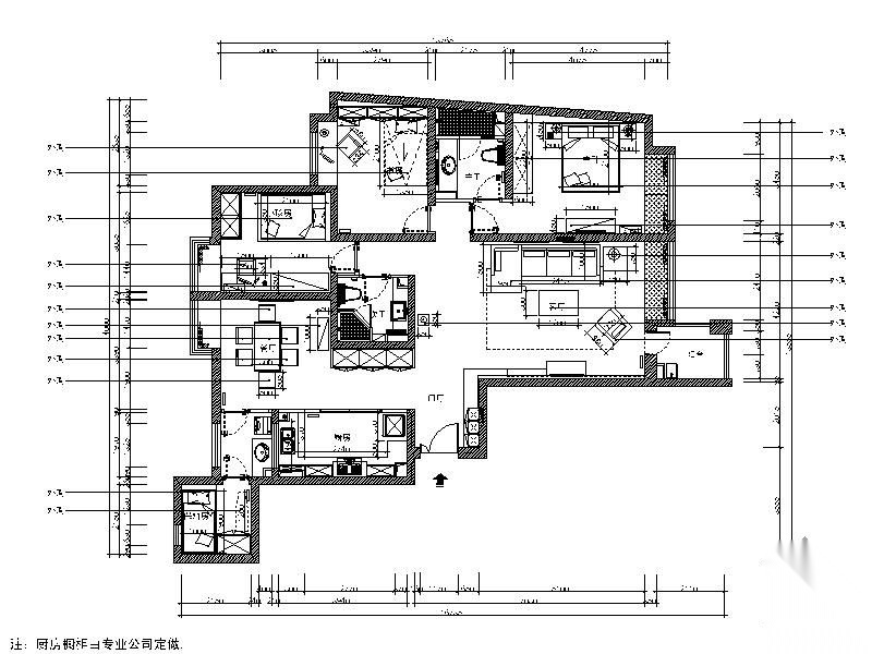 [上海]某三居样板施工图（含效果） 平层