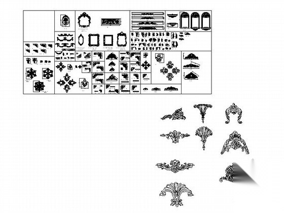 欧式角花CAD图块下载 各式线条