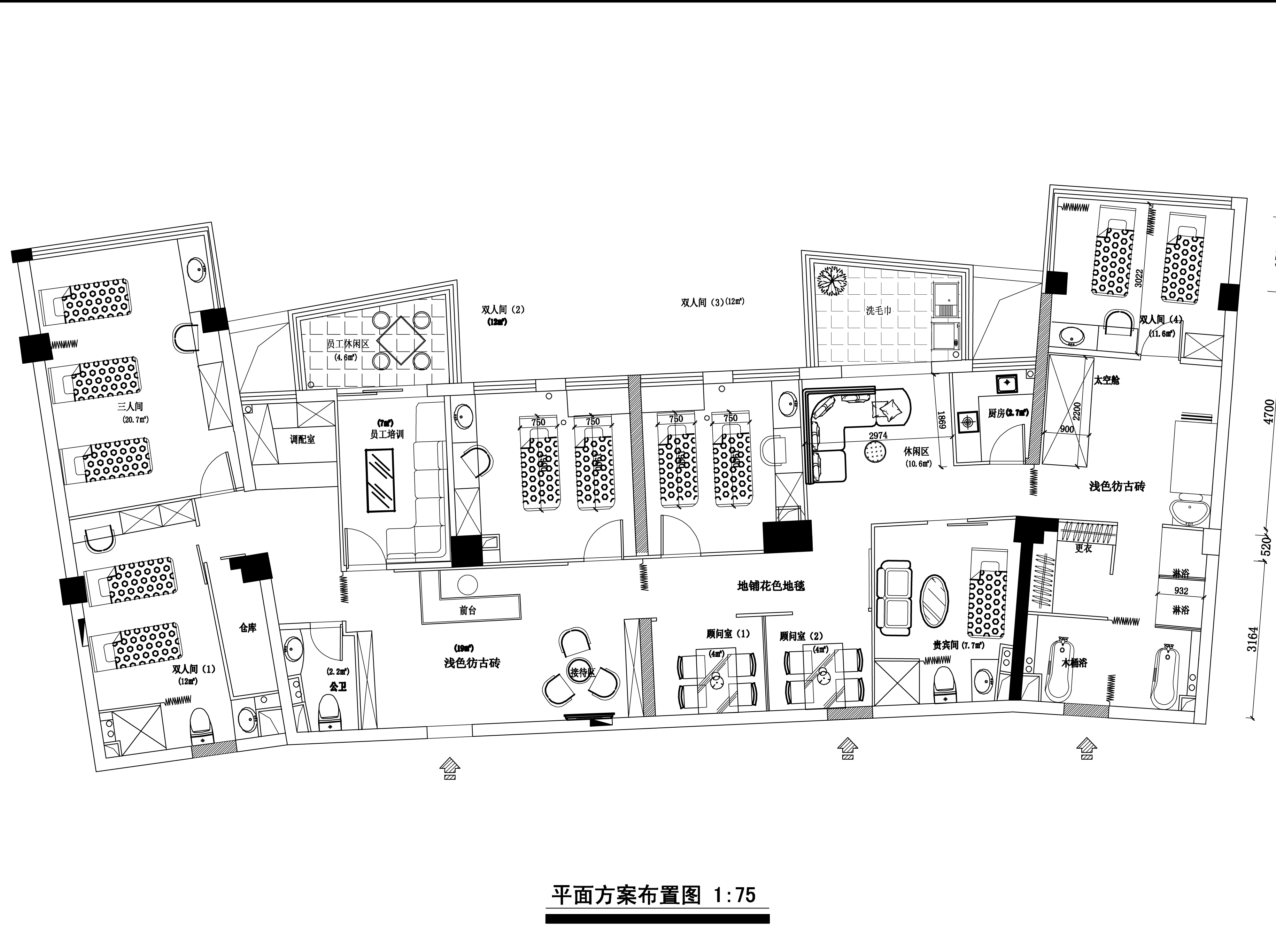 LTW-福州金粉世家美容院欧式风格平面图+效果图+施工图