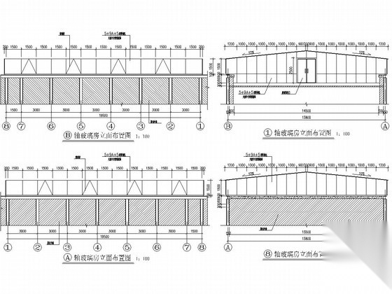 屋顶加层玻璃采光房钢结构施工图