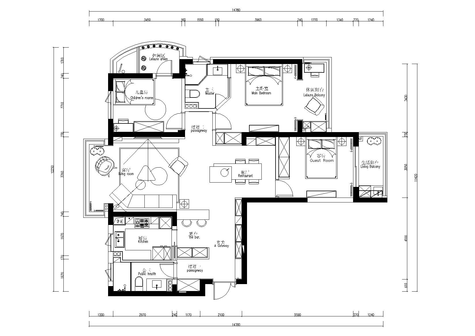 [浙江]杭州现代三居室住宅施工图_附3D模型 平层