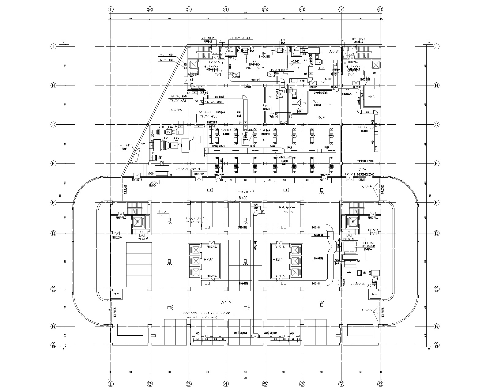 25层办公楼空气-水系统+VRV中央空调设计图 建筑暖通