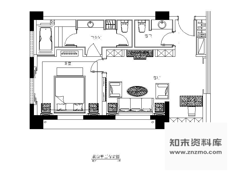 施工图36平方某酒店豪华套房装修图