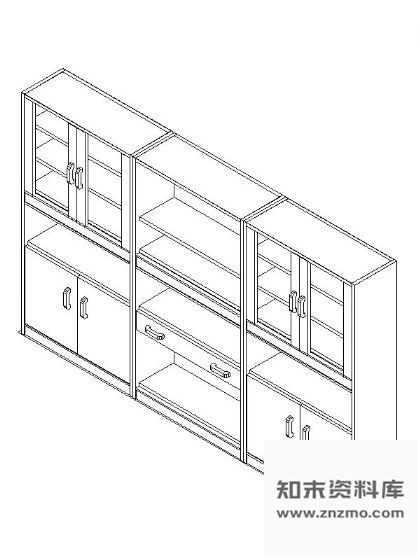 图块/节点书柜CAD三维图块8
