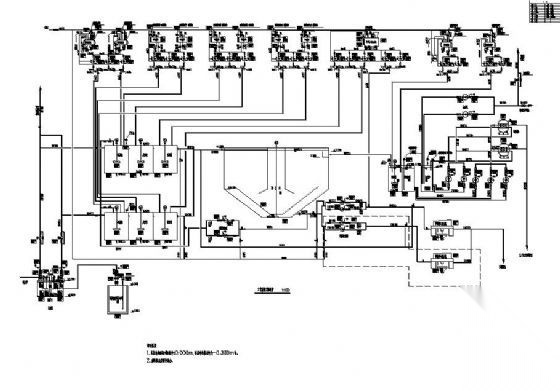 江苏某电厂脱硫废水处理系统工艺流程及高程图