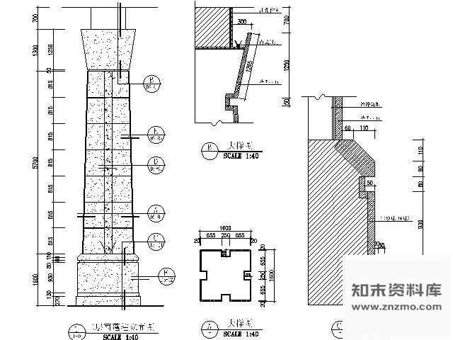 图块/节点酒店大堂雨蓬柱大样 建筑通用节点