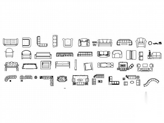 时尚沙发平面CAD图块下载
