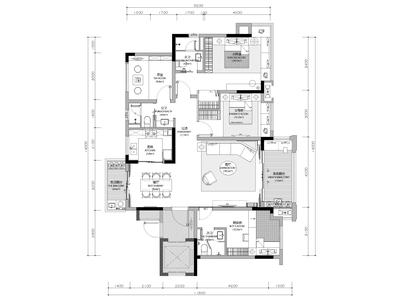 [贵州]宝能135㎡新中式样板间施工图+效果图 平层