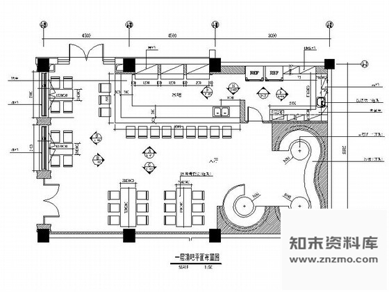 施工图天津豪华酒店内清吧装修图