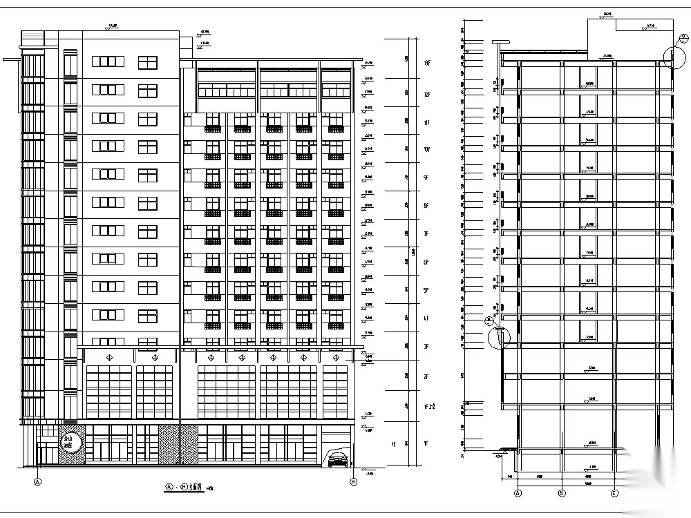 现代高层商住楼建筑设计方案施工图CAD