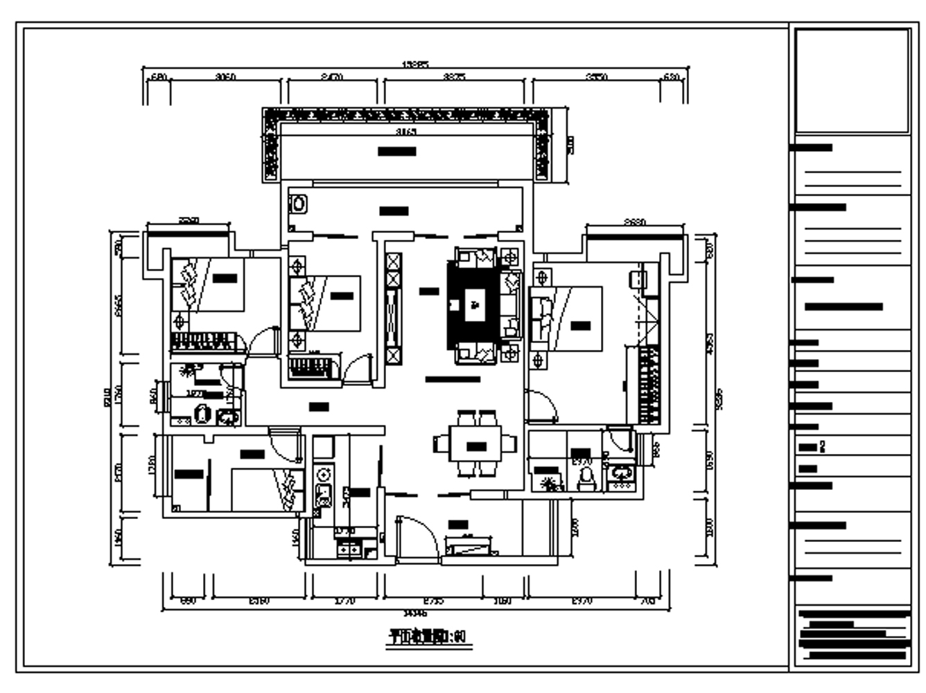 家装住宅室内装修CAD施工图  装修工程图 平层