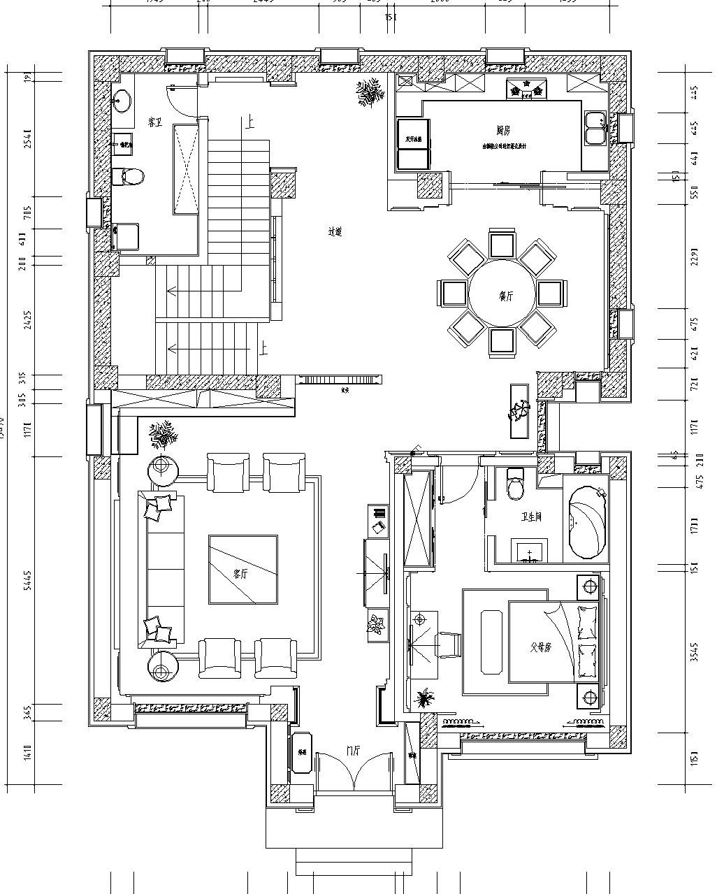 新中式三层独栋别墅施工图设计（附效果图）