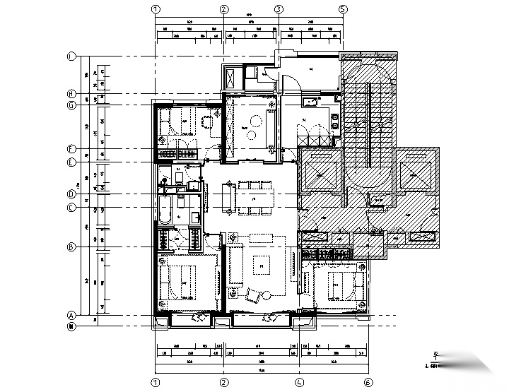 [北京]万科翡翠长安140户型样板间设计施工图（附效果图... 平层