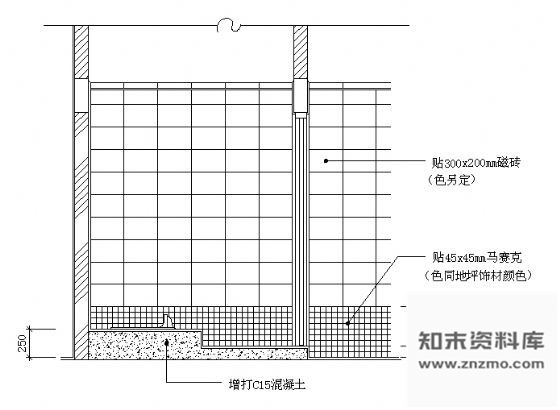 图块/节点标准间浴厕墙面磁砖贴法示意图