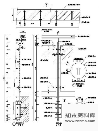 图块/节点玻璃护栏详图