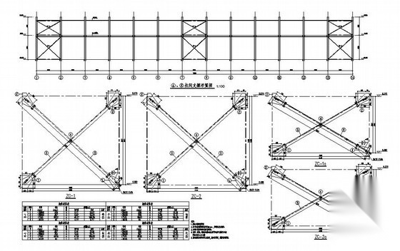 某钢结构厂房柱间支撑构造详图 节点