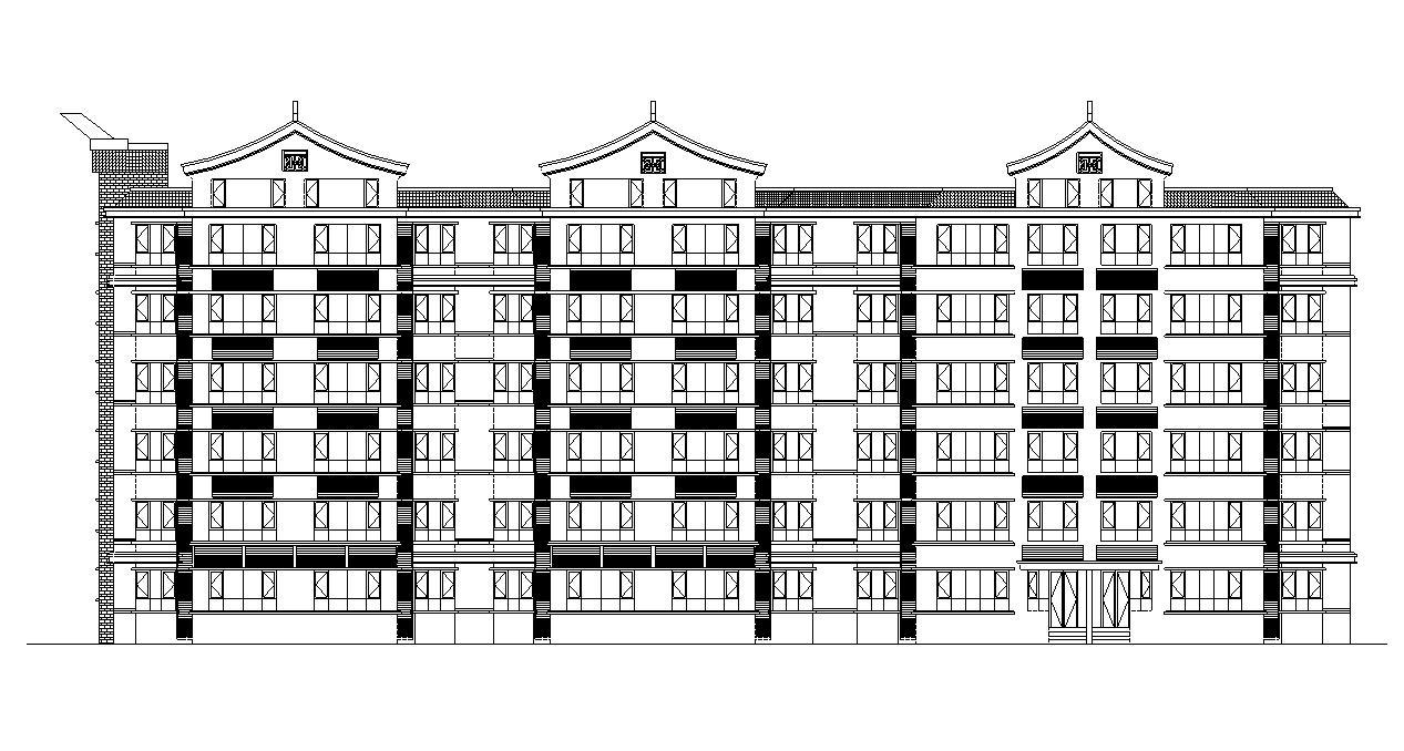 [宁夏]六层剪力墙结构中式风格住宅建筑施工图