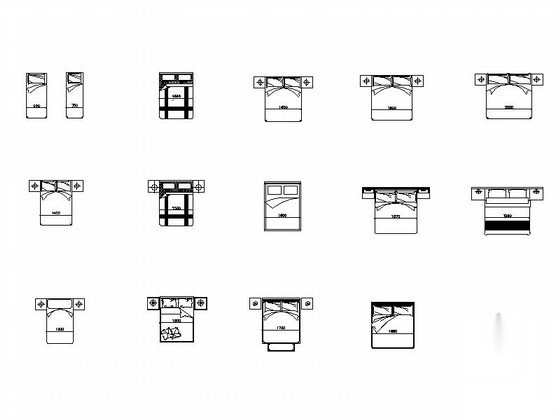 现代风格床CAD图块