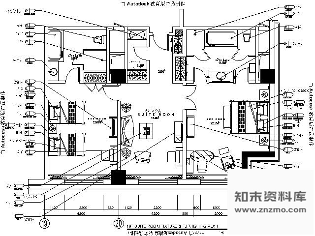 施工图五星酒店总经理套房施工图