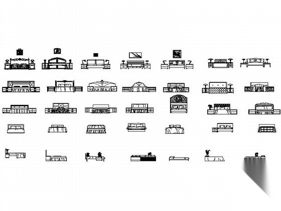 各式风格床CAD图块下载