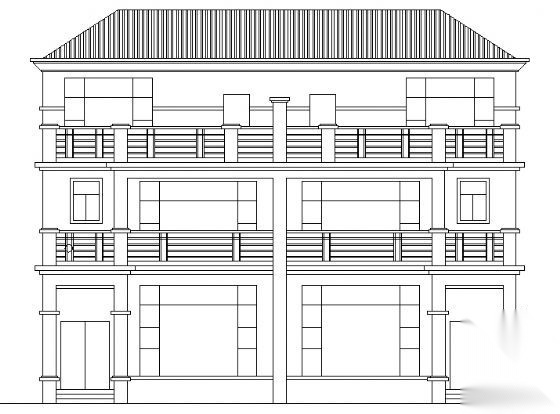 某三层F型别墅建筑方案图